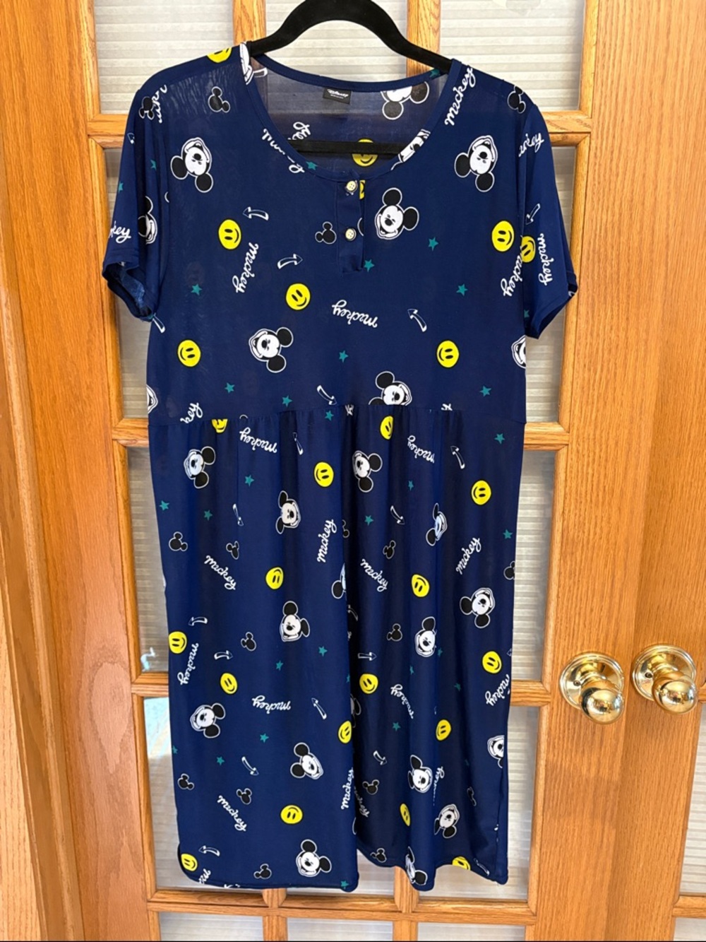 EUC Disney Blue Mickey Mouse Smiley Nightgown